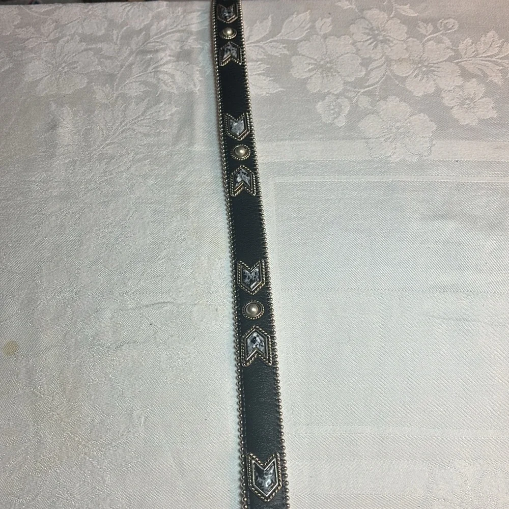 Cache Western Black Silver Bling Belt NWOT M